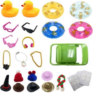 Kalanka-Lot De 2 Décorations De Canard En Caoutchouc Jaune Pour Tableau De Bord De Voiture, Jouets De Bain, Jouets Pour Enfants Avec Bouée, Chapeau, Collier, Lunettes, Etc. - Neuf