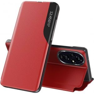 Kal-Coque En Cuir Pour Honor 200 5g (6.7" Inches) Fenêtre Latérale Flip Cuir Pu Holder Housse De Résistant Aux Rayures Et Aux Chocs Protection Case - Rouge - Neuf
