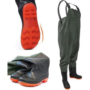 Omega Waders Taille 45 - Pantalon De P&ecirc;che 100 % Imperm&eacute;able En Caoutchouc Avec Semelle Antid&eacute;rapante, Bretelles R&eacute;glables, Pantalon De P&ecirc;che En Pvc Pour Homme, Bottes De P&ecirc;che Pour La P&ecirc;che - Neuf