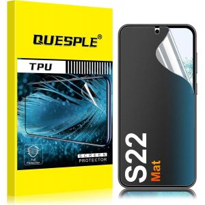 AEFJ-[3 Pi&egrave;ces] Mat Protection &eacute;cran pour Samsung Galaxy S22, Anti-empreintes, Anti-&eacute;blouissement Matte TPU Film Protection &eacute;cran, Sans Bulles, Compatible avec Lecteur d`Empreinte - Neuf