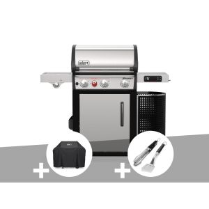Barbecue gaz Spirit Premium SPX-335 GBS + Housse + Kit ustensiles Premium 2 pi&egrave;ces - Weber - Neuf