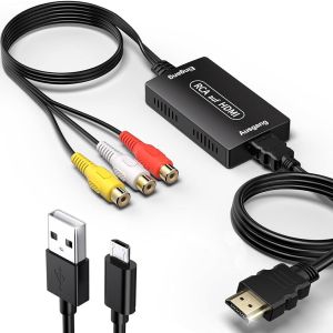 Convertisseur Rca Vers Hdmi, Adaptateur Rca Vers Hdmi, 720p/1080p Adaptateur Av To Hdmi Vidéo Audio Convertisseur Avec Cãble Hdml Supporte Pal/Ntsc Pour Ps2 Ps3 Xbox Snes Stb Vhs Vcr Dvd - Neuf