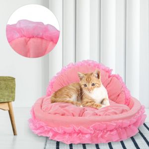Hjlian Nid De Couchage Confortable En Coton Avec Noud Papillon Pour Petit Chien Et Chat, Rose (S) - Neuf