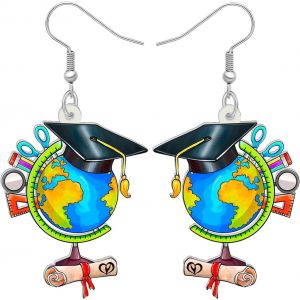Kal-Boucles D'oreilles Pendantes En Acrylique Règle À Crayon Globe Terrestre Tableau Mignon Enseignant Pour Femmes Filles Cadeaux D'appréciation Pour La Rentrée Scolaire - Neuf