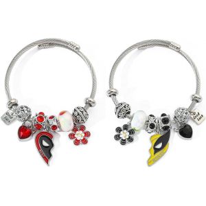 Kalsw-Bracelet Amitié Couple Masque Héros Perles Colorées Bracelet Élastique Bijoux Assorti Charme Pendentif - Neuf