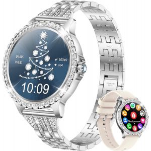 Civo Montre Connectée Femme Sport: Argent Acier Inoxydable Etanche Fitness Podometre - Appel Bluetooth Smartwatch Fille Compatible Android Ios Cadeau - Neuf