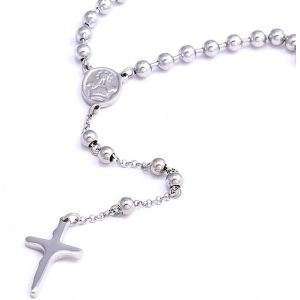 Kal-Chapelet Pour Homme - En Acier Inoxydable - 63 Cm - Emball&eacute; Dans Une Pochette En Velours Noir, Acier Inoxydable, Pas De Gemme, Acier Inoxydable, Pas De Gemme - Neuf