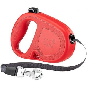 Laisse Chien Enrouleur Flippy One, Laisse Pour Chiens De Taille Moyenne Jusqu'&agrave; 25 Kg. Sangle Extensible Max 5 M. Bouton Unique Pour Verrouiller Et Lib&eacute;rer, Rouge - Neuf