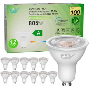 Vornixorsarlshopampoules Gu10 Led Spot Classe A, 805lm Blanc Chaud 2700k&iquest;4,5w &Eacute;quivalent 100w Gu10 36&deg; (Faisceau &Eacute;troit), Efficacit&eacute; Energ&eacute;tique, Non-Dimmable, Lot De 12 - Neuf