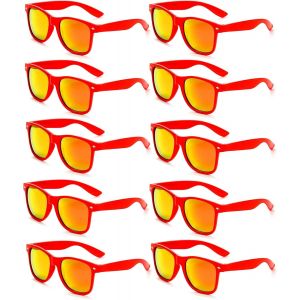 Lot Lunette De Soleil Miroir Pour Femmes Hommes,Lot Lunettes Fluo Lunettes De Fantaisie Deguisement Pack De Fete(10 Pack Rouge) - Neuf