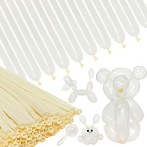 (100pcs,Claire)260 Ballons de Modélisation des Ballons de Longue Skinny Latex Ballons pour Anniversaire de Mariage, une Torsion de Ballons pour les Débutants de décision, Enfant - Neuf
