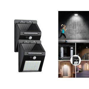 Lot De 2 Appliques Solaires Murales &Agrave; D&eacute;tecteur De Mouvement (30 Led) - Neuf