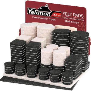 Lot De 182 Patins Autocollants En Feutre Pour Meubles-Patins De Chaise En Feutre Anti-Rayures Pour Pieds De Meubles,Pieds De Chaise,Patins En Feutre Pour Sols En Bois Dur,Noir Et Beige - Neuf