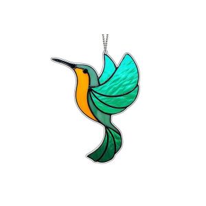 Attrape-soleil colibri en verre &agrave; suspendre &agrave; la fen&ecirc;tre - Acier inoxydable et verre, 15 x 12 cm - Neuf