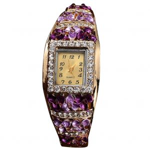 Montre-Bracelet A Quartz En Alliage Avec Cadran Carre Et Strass Pour Femme (2#) - Neuf