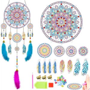 Kalanka-Cadeau Pour Fille De 5, 6, 7, 8, 9 Ans, Peinture Diamant, Attrape-Rêves, Kit De Bricolage, Attrape-Soleil, Bricolage, Décoration De Noël, Chambre D'enfant (B) (B) - Neuf