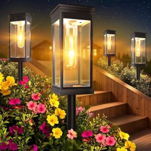 6pcs Lampes Solaires Extérieur Jardin, 1000mah,Ip65 Étanche,Super Lumineuses Lumières Solaires Pour Extérieur, Voiture Sur/Hors Solaire Pour Pelouse De Jardin - Neuf