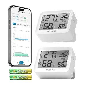 Thermom&egrave;tre Hygrom&egrave;tre Bluetooth, ITH-21-B Moniteur de Temp&eacute;rature et d'Humidit&eacute; avec Contr&ocirc;le APP, Exportation de Donn&eacute;es pour Maison,Bureau,Cave &agrave; vin,Mini Serre - Neuf