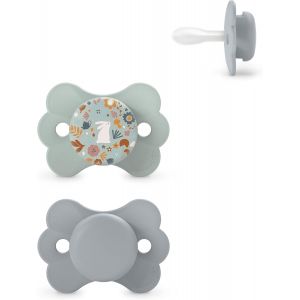 Lot De 2 Sucettes Bébé 6/18 Mois,Avec Tétine Symétrique Sx Pro En Silicone,Réversible,Plate,Flexible,Respecte Le Développement Buccodentaire,Wonderland Bleu - Neuf