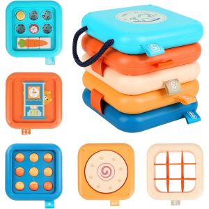 JGD-Montessori Cube d'activit&eacute; pour 18 mois - Jouet sensoriel de voyage pour avion et voiture - Cube d'activit&eacute; pour les tout-petits - D&eacute;veloppement de la dext&eacute;rit&eacute; des doigts - 1,5 an - Neuf