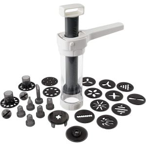 Jexnovashop-Presse &Agrave; P&acirc;tisserie Avec 12 Disques Et 6 Douilles Presse &Agrave; Biscuits Seringue Haute Qualit&eacute; Pour D&eacute;corations, Presse &Agrave; Biscuits Avec Grand Volume De Remplissage (Couleur : Blanc/Gris) - Neuf