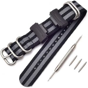 Kal-Nato Nylon Bracelet Compatible Avec Casio G-Shock Ga-110 120 Ga-400 Gd-100 Dw-5600 Gls-8900 Canvas Men Bracelet Band Black Adapters - Neuf