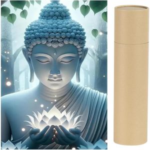 Ayuhr-Peinture Diamant Bouddha Zen Avec Papier Kraft Tube D'expédition Rond 30 X 40 Cm, Peinture Diamant Feuilles De Lotus Vert Religion, Mosaïque Diamant Peinture Art Broderie Point De Croix - Neuf