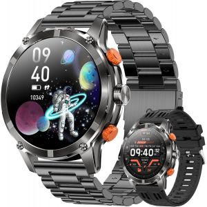 1,7"" Amoled Montre Connectée Homme Avec Appel Bluetooth, 5atm Smartwatch Avec 100+ Modes Sportifs Tracker D'activité, Sommeil, Spo2, Smart Watch Pour Ios Android (Noir) - Neuf