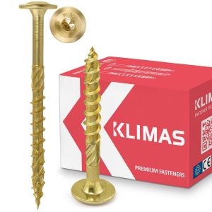 Vis &agrave; bois - Vis &agrave; t&ecirc;te plate - de charpente &agrave; t&ecirc;te plate pour construction en construction bois - Jaune - 6x100 mm, 100 pi&egrave;ces - Neuf