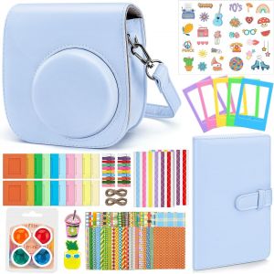 SJZG-Instantan&eacute; Cam&eacute;ra Accessoires Pour Instax Mini 12, Kit Comprend Housse Appareil Photo/Album/Cadres/Filtre/Autocollant Dessin Anim&eacute;/Autocollant De Bord And Coin - Bleu Pastel - Neuf