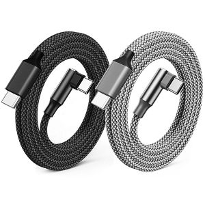 TRAHOO-Lot de 2 c&acirc;bles USB C vers USB C - 100 W - 0,9 + 1,8 m - C&acirc;ble de charge rapide PD USB type C - En nylon tress&eacute; - Chargeur USB-C pour iPhone 15 Pro Max Samsung Galaxy S24, iPad Pro, MacBook - Neuf