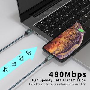 C&acirc;ble Iphone [2m+2m] Cable Chargeur Iphone Certifi&eacute; Mfi C&acirc;ble Lightning Avec Connecteur R&eacute;sistant Fil Charge Rapide Compatible Avec Iphone 14 13 12 11 X 8 7 6 5 Se-Vert - Neuf