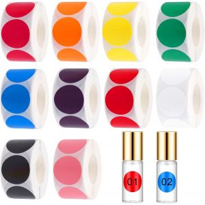 Lot De 5000 Gommettes Rondes Multicolore,25mm Gommettes Autocollantes Rondes Couleur Codage &Eacute;tiquettes Pastille Couleur Autocollante, Pour Fournitures De Bureau Famille &Eacute;cole Calendriers (10 Couleur) - Neuf