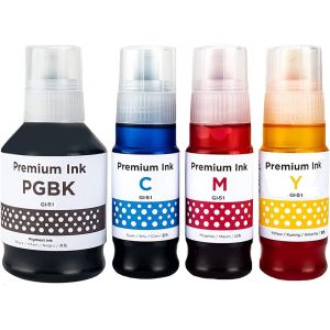 GI-50 GI-51 Encre Compatible pour Canon GI51 GI50 Bouteilles d'encre pour PIXMA G5050 G6050 G7050 GM2050 GM4050 G2570 G1520 G1560 G2520 G2560 G3520 G3560 G1530 G3570 G4570(4-Pack BK/C/M/Y) - Neuf