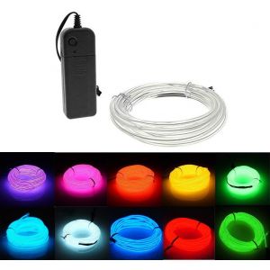 KAL-Fil El Lumineux Néon Alimenté Par Pile - Fil Électroluminescent Lumineux Stroboscopique Pour Décoration De Fête/Noël (5M/16Ft, Bleu Glacé) - Neuf