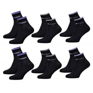Chaussettes Femme Kappa Mod&egrave;le Tennis -Assortiment Mod&egrave;les Photos Selon Arrivages- Pack De 6 Paires Tennis Noires - Neuf
