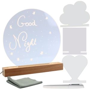 &reg; Veilleuse Led Personnalisable Pour Enfants Et Familles- Cadeau De Naissance, Bapt&ecirc;me, Veilleuse Enfant - Crayon Effa&ccedil;able, Et 4 Formes Interchangeables (Nuage, Coeur, Rond, Carr&eacute;) - Neuf