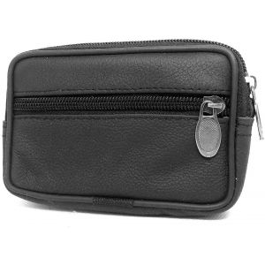 TRAHOO-- Portefeuille Homme - Porte Monnaie - Fermeture &eacute;claire - en Cuir - pour Poches Plates - avec Passant Ceinture - Compact et l&eacute;ger - Neuf