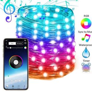 Guirlande Lumineuse De 5 M Avec 50 Led &Agrave; Couleurs Changeantes Et Contr&ocirc;le Par Application Pour La D&eacute;coration Int&eacute;rieure Et Ext&eacute;rieure - Neuf