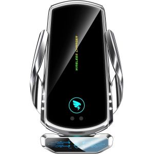 jum-Chargeur De Voiture Sans Fil 15W Chargeur Sans Fil Pour T&eacute;l&eacute;phone Portable Rapide Compatible Avec Iphone Samsung Huawei Etc. Support De T&eacute;l&eacute;phone Portable De Voiture Rotation &Agrave; 360&deg;,Argent - Neuf