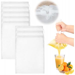 Mevronisshop-8 Pi&egrave;ces Sac A Lait Sac Vegetal 20&times;30cm Reutilisable Filtre Mousseline Alimentaire Nylon Avec Cordon De Serrage &Eacute;tamine Alimentaire Pour Noix Cheese Cloth Filtre Jus De Fruit Tissu Passo - Neuf