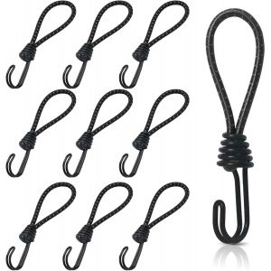 10pcs Endeur En Caoutchouc Avec Crochets En Spirale - Aqsacokiya - Crochet Tendeur Elastique, Tendeurs De B&acirc;che Double Crochets - Neuf