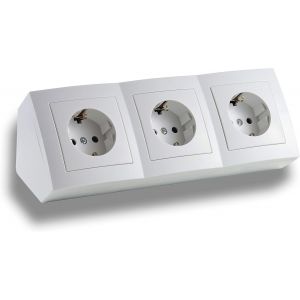 Prise d'angle pour montage en saillie,Schuko,USB,câble de raccordement de 15 cm et pince de raccordement pour plan de travail de cuisine,bureau,atelier,blanc - Neuf