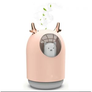 Humidificateur d'air ultrasonique silencieux pour chambre de bébé, 7 couleurs de lumière, arrêt automatique après 12 heures, 300 ml, USB, rose - Neuf