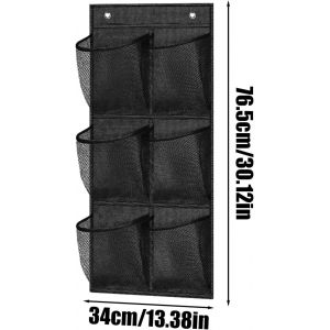 (Noir) 2 Organiseurs De Rangement Pour Chaussures Avec Crochets, Organiseur De Rangement Pliable Et Suspendu, 6 Grandes Poches Profondes En Tissu, &Eacute;tag&egrave;re &Agrave; Chaussures - Neuf