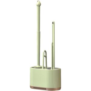 Basaza Brosse WC 4 en 1 Vert fonc&eacute; Brosse WC et support dans la salle de bain Brosse WC &agrave; poser ou &agrave; fixer au mur Accessoires de salle de bain Indispensable - Neuf