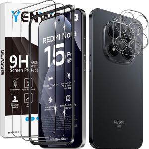 LORANKA-Lot de 2 protections d'&eacute;cran en verre tremp&eacute; pour Xiaomi Redmi Note 15 Pro 5G, avec 2 protections pour cam&eacute;ra, verre de protection de duret&eacute; 9H, film HD transparent pour t&eacute;l&eacute;phone mobile - Neuf