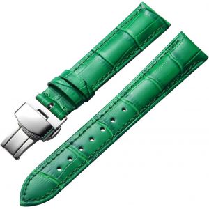 Bracelet De Montre En Cuir Femme Homme 12mm-24mm Bracelet De Remplacement Avec Boucle De Déploiement Papillon Argent/Or/Or Rose.[U2279] - Neuf
