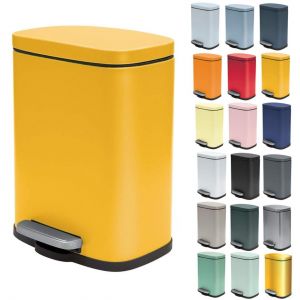 - Poubelle De Salle De Bain &Agrave; P&eacute;dale Akira - Acier Inoxydable Haut De Gamme - Fermeture Silencieuse Easy-Close - Jaune - 5L - Neuf