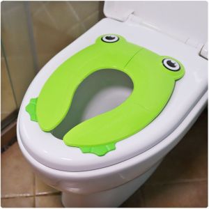 Siège de toilette portable pour enfant (grenouille verte) ¿ Housse de siège de toilette pliable et antidérapante pour garçons et filles, avec sac à cordon. - Neuf